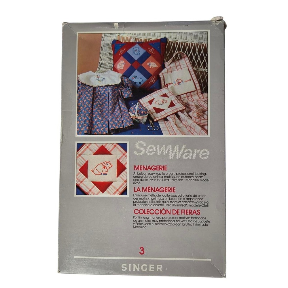 Vintage Singer SewWare 3 Menagerie Embroidery Software Ultra Unlimited 6268 1984